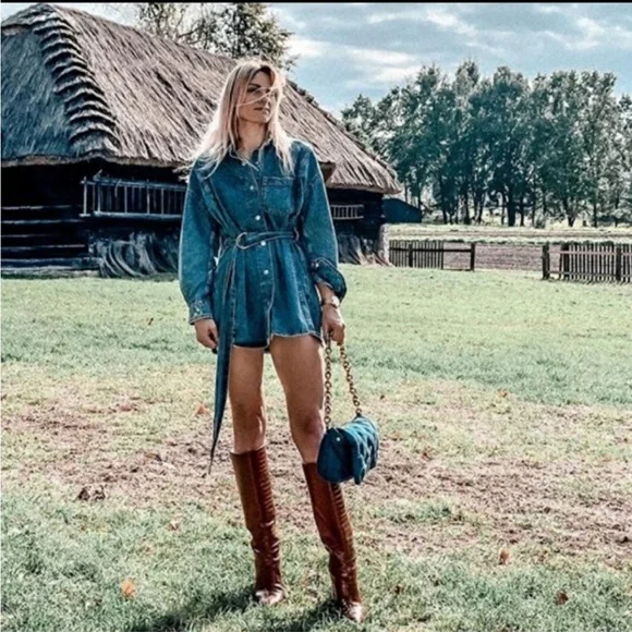 Zara Quilted Denim Handbag - Picture 9 of 13